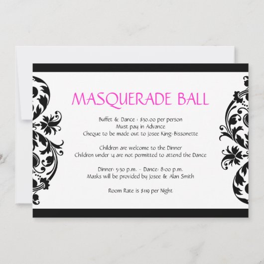 Nieuwe jaren Eve Masquerade Uitnodiging (Achterkant)