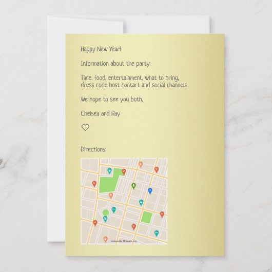 Nieuwe jaren Eve Party Map Enclosure / Uitnodiging (Achterkant)