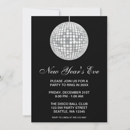 Nieuwe jaren 'Eve Party Silver Disco Ball' Kaart (Voorkant)