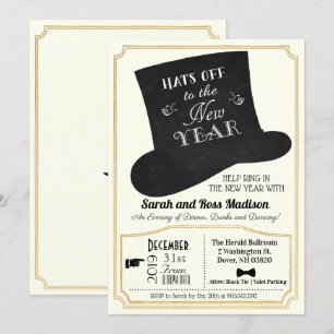 Nieuwe Jaren Eve Top Hat Uitnodiging