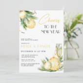 Nieuwe jaren Eve White en Gold Party nodiging uit Kaart (Staand voorkant)