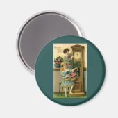  nieuwe jaren hebben Victoriaans kinderen en klok Magneet (Voorkant / Achterkant)