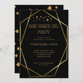 Nieuwe jaren in het zwart en goud aankondiging (Voorkant / Achterkant)