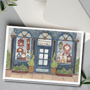 Nieuwe jaren  klokwinkelWaterverf Kaart