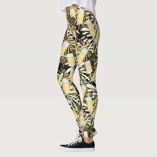 Nieuwe jaren leggings van het patroon van champagn (Links)