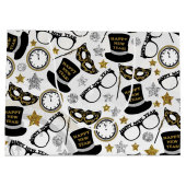 Nieuwe jaren met gemengde patroonzak large cadeautasje (Achterkant)