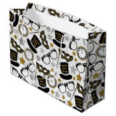 Nieuwe jaren met gemengde patroonzak large cadeautasje (Achterkant Gekanteld)