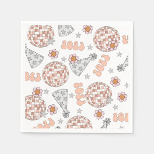 Nieuwe jaren oud 2023 Retro Disco Ball Servet