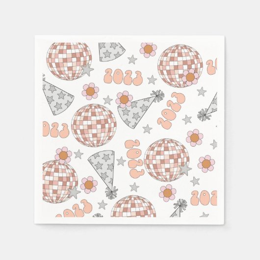 Nieuwe jaren oud 2023 Retro Disco Ball Servet (Voorkant)