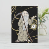 Nieuwe jaren oud eerstetijd en zijn klok kaart (Staand voorkant)