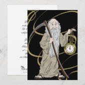 Nieuwe jaren oud eerstetijd en zijn klok kaart (Voorkant / Achterkant)