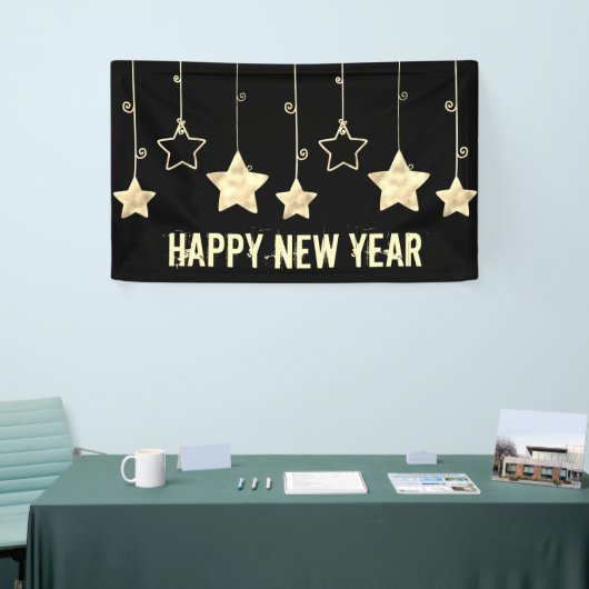 Nieuwe jaren oud en zwart spandoek (Beurs)