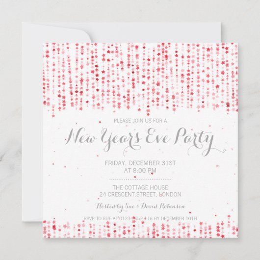 Nieuwe jaren Star Confetti Red Kaart (Voorkant)