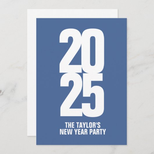 Nieuwe jaren Typografisch blauw wit Kaart (Voorkant / Achterkant)