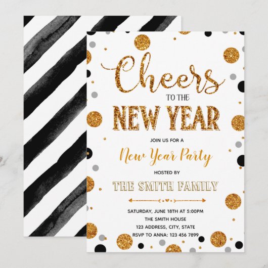 Nieuwe jaren uitnodiging (Voorkant / Achterkant)