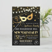 Nieuwe jaren uitnodiging Masquerade Party (Staand voorkant)
