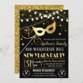 Nieuwe jaren uitnodiging Masquerade Party (Voorkant / Achterkant)