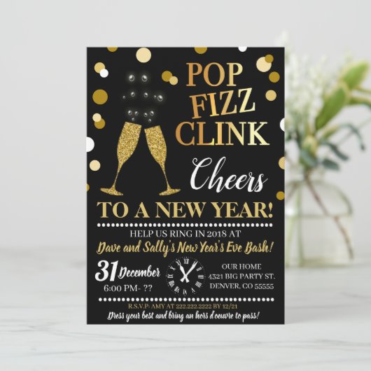 Nieuwe jaren Uitnodiging van Eve Partij (Staand voorkant)
