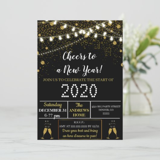 Nieuwe jaren Uitnodiging van Eve Partij (Staand voorkant)