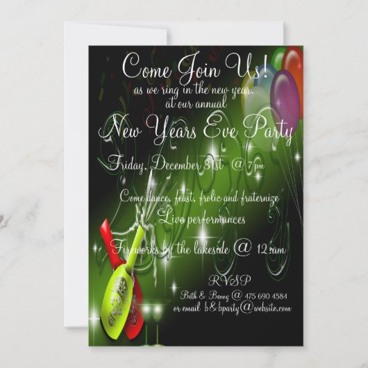 Nieuwe jaren Uitnodiging van Eve Partij (Voorkant)