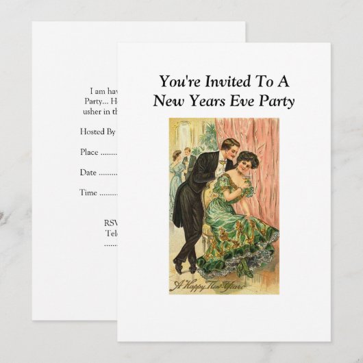 Nieuwe jaren Uitnodiging van Eve Partij (Voorkant / Achterkant)