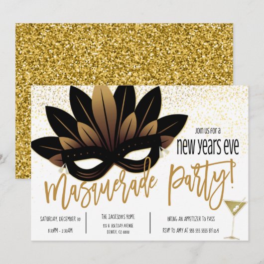 Nieuwe jaren Uitnodiging van Eve Partij (Voorkant / Achterkant)