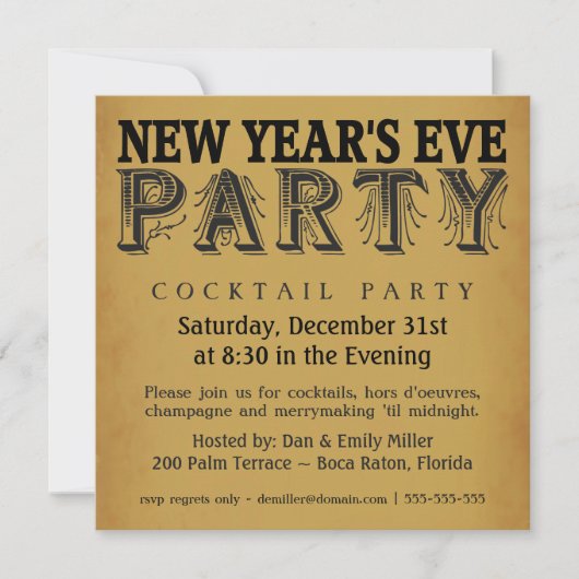 Nieuwe jaren uitnodigingen van de cocktail Party (Voorkant)