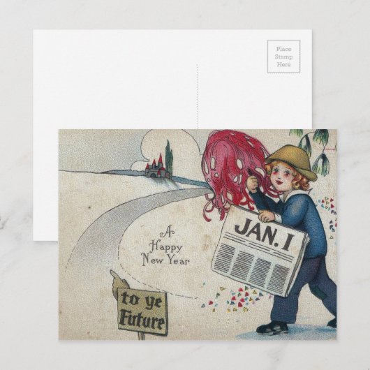  nieuwe jaren voor de toekomst 1 jan. feestdagenkaart (Voorkant / Achterkant)