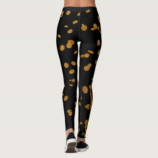 Nieuwe jaren zwarte goudglitter-Confetti op jaarba Leggings (Achterkant)