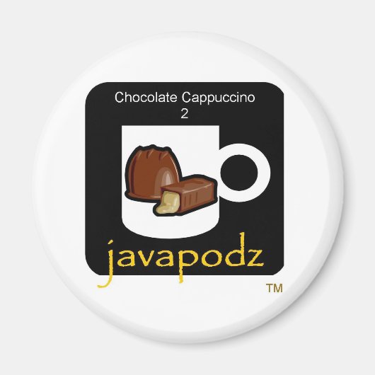Nieuwe JavaPodz chocolade cappuccino magneet (Voorkant)