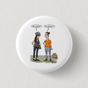 Nieuwe jeans? Nee, nieuwe kat. Vouwkaart Ronde Button 3,2 Cm