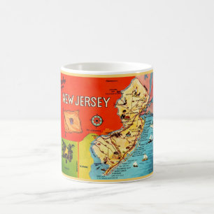 Nieuwe Jersey Kleurrijke Vintage Kaart Mok