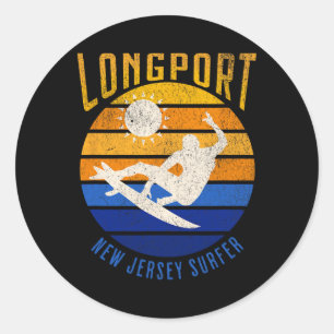 Nieuwe Jersey Surfer Longport Nj Surfen Stranden S Ronde Sticker