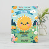 Nieuwe jongen schattig golfgat in een eerste 1e ve kaart (Staand voorkant)