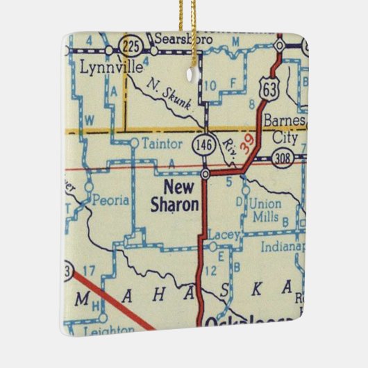 Nieuwe  kaart Sharon IA Keramisch Ornament (Rechts)