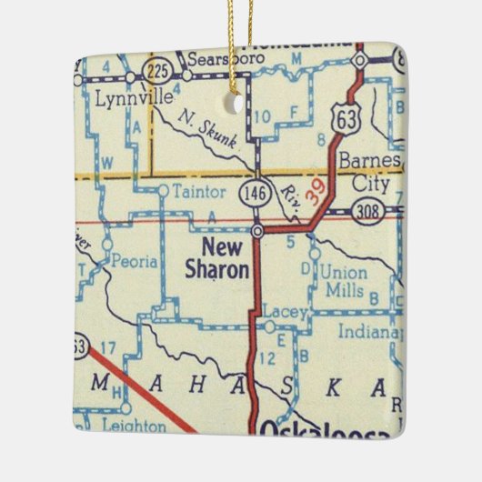 Nieuwe  kaart Sharon IA Keramisch Ornament (Links)