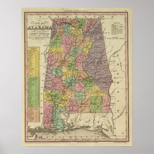 Nieuwe kaart van Alabama Poster (Voorkant)