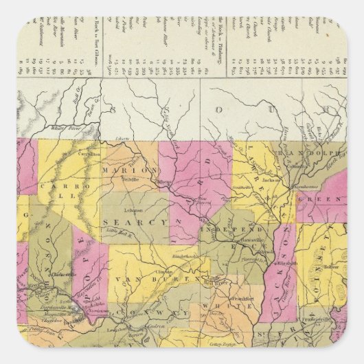 Nieuwe kaart van Arkansas Vierkante Sticker (Voorkant)