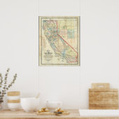 Nieuwe kaart van de staat Californië Poster (Keuken)