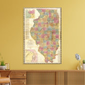 Nieuwe kaart van de staat Illinois Canvas Afdruk (Insitu (Woonkamer))