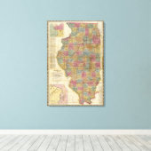 Nieuwe kaart van de staat Illinois Canvas Afdruk (Insitu (Houten vloer))