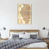 Nieuwe kaart van de staat Illinois Canvas Afdruk (Insitu (Slaapkamer))