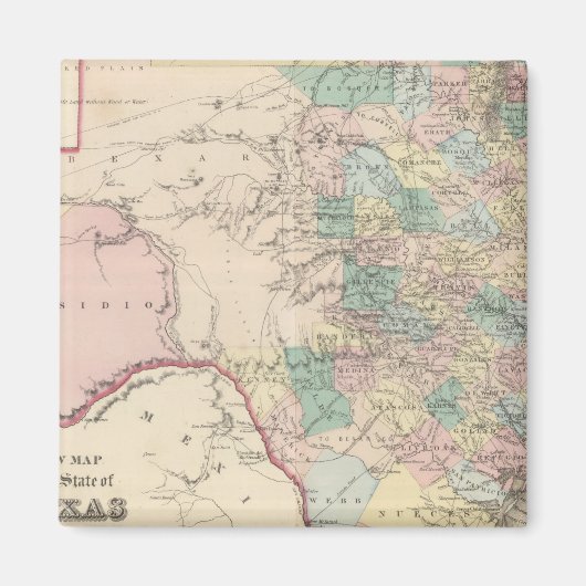 Nieuwe kaart van de staat Texas Magneet (Voorkant)