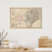 Nieuwe kaart van de staat Texas Poster (Keuken)