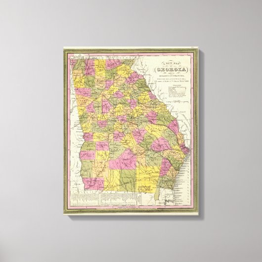 Nieuwe kaart van Georgië Canvas Afdruk (Voorkant)