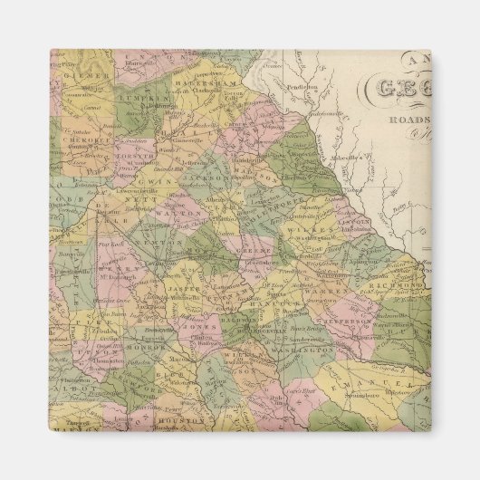 Nieuwe kaart van Georgië Magneet (Voorkant)