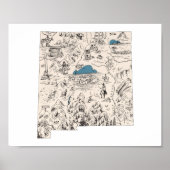 Nieuwe  kaart van het Afbeelding van Mexico Poster (Voorkant)