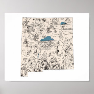 Nieuwe  kaart van het Afbeelding van Mexico Poster