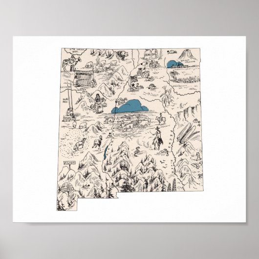 Nieuwe  kaart van het Afbeelding van Mexico Poster (Voorkant)