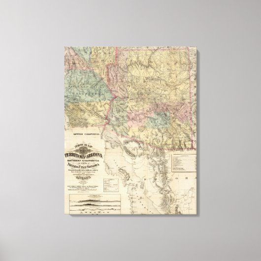 Nieuwe kaart van het grondgebied van Arizona Canvas Afdruk (Voorkant)